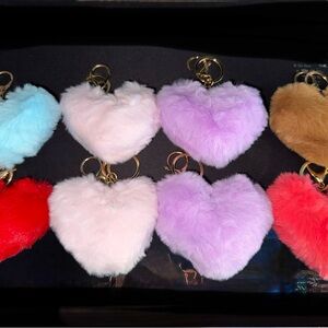 NWOT Fluffy Heart Keychain w/Gold Hardware price is for 1 keychain